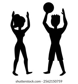 Silhouettes of People Enjoying a Summer Vacation at the Beach