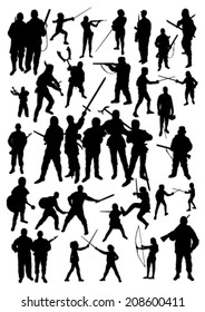 Silhouettes of People Fighting