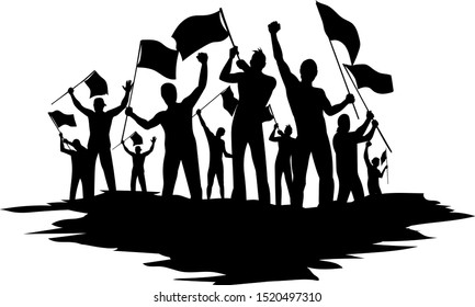 Silhouettes People Flags Revolution Strike Vector Stock Vector (Royalty ...