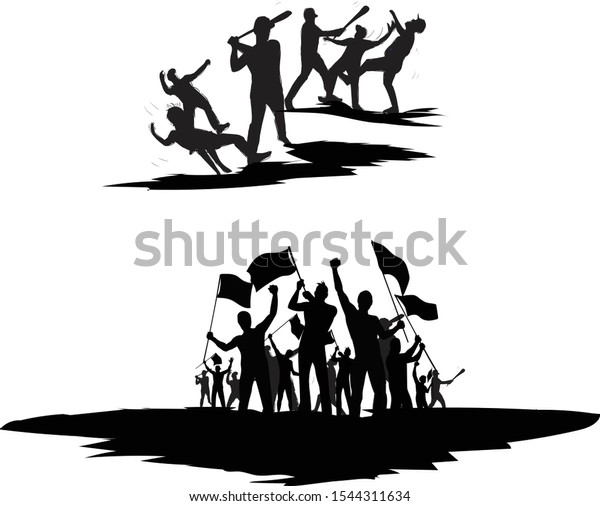 Silhouettes People Flags Revolution Strike Vector Stock Vector (royalty 