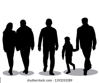 silhouettes people go, man and women