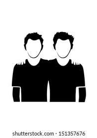 silhouettes of people holding each other on white background