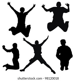 silhouettes of people in the jump