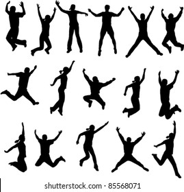 Silhouettes Of People Jumping