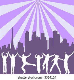 silhouettes of people jumping up in the air