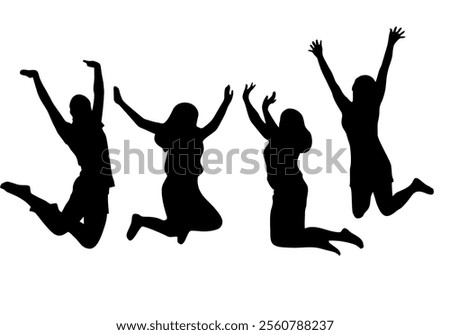 silhouettes of people jumping high