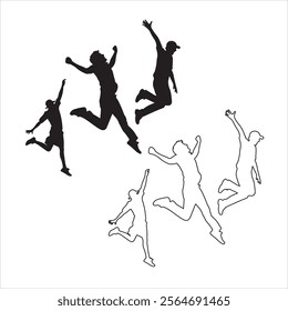 silhouettes of people jumping vector illustration eps 10 on a white background fully editable file
