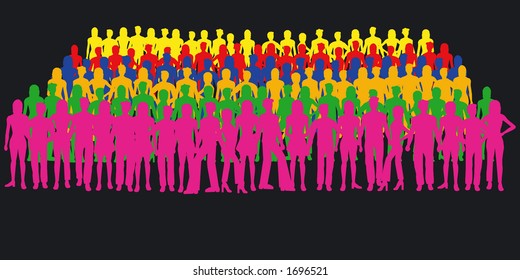 Silhouettes of people - large crowd