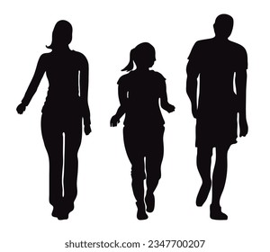  Silhouettes people man and girls walking in public places. Silhouette collection.
