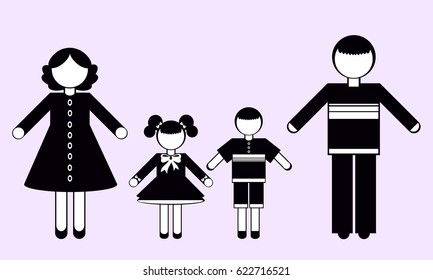 Silhouettes of People. Mom, dad and children