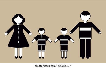 Silhouettes of People. Mom, dad and children