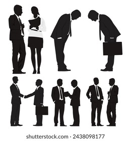 Silhouettes of people in office. Businessman finance and business silhouettes set