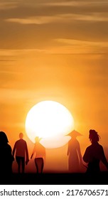 siluetas de personas al atardecer