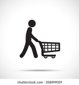 Silhouettes of people out shopping. Shopping icon design