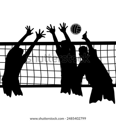 silhouettes of people playing volleyball vector