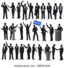 Silhouettes of People: Politicians, Businessmen, Social Life