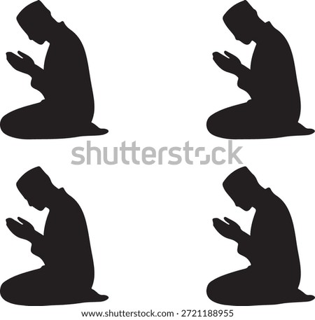 Silhouettes of people praying with hands clasped in a devotional pose