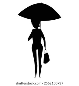 Silhouettes of People Relaxing Under an Umbrella