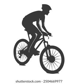  silhouettes of people riding bicycle. cyclist  view. high detail. isolated on a background.