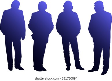 Silhouettes of people . Set of patterns . Drawing in color. Vector.
