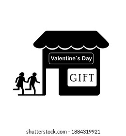 Silhouettes of people, shop, valentine shopping, mall, sale, couple, lovers, gift