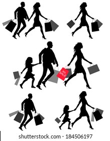Silhouettes Of People Shoping For Your Design