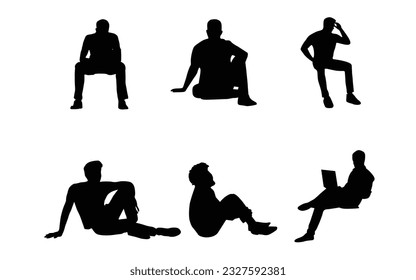 silhouettes people sitting black victor