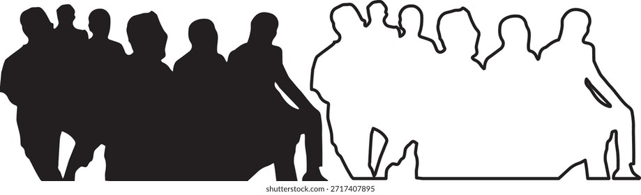 Silhouetten von Menschen sitzen fest und Kontrast, Linie Kunst