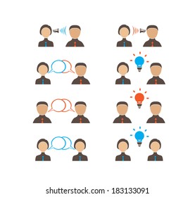Silhouettes of People with Speech Bubbles Communication