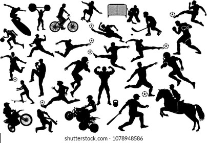 Silhouettes of people in sports