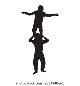 silhouettes of people standing above other people, attractions, performing arts, culture