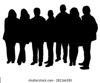 silhouettes of people, standing in line