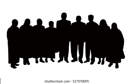 silhouettes of people, standing in line