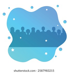 Silhouettes People Stars Abstract Blue