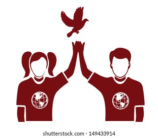 silhouettes of people symbolize friendship on a white background