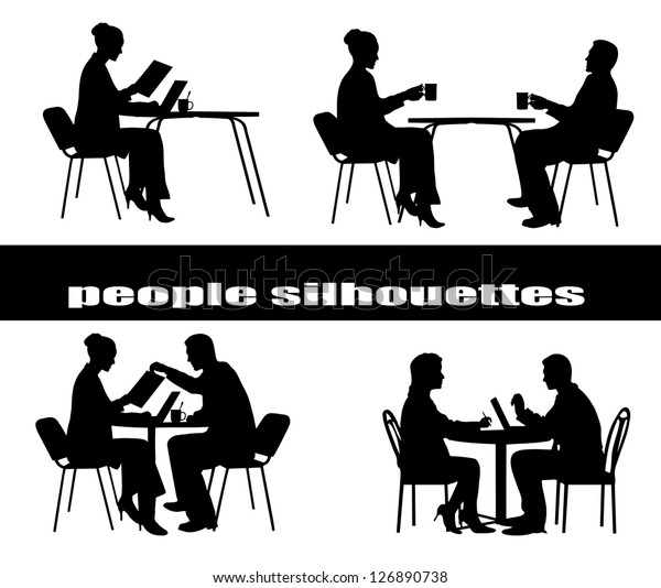 Dynamics Brutal pit Silhouettes People Table Stock Vector (Royalty Free) 126890738 |  Shutterstock