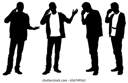 Silhouettes Of People Talking On The Phone