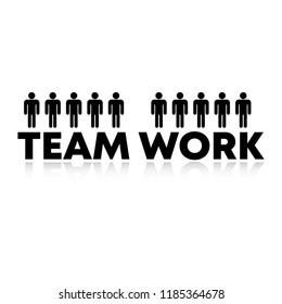 silhouettes of people in the team black and the inscription teamwork