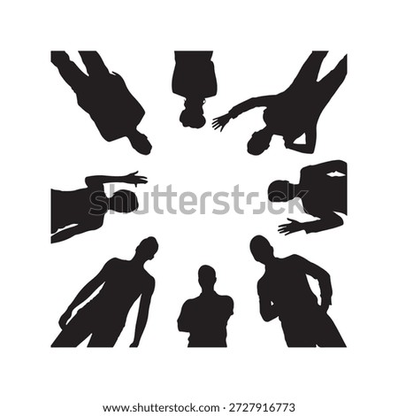 Silhouettes of People in Various Poses and Actions