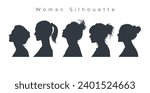 silhouettes of people, vector silhouettes of women's heads, vector designs of silhouettes of women's faces side view. silhouette designs for avatars and wall displays