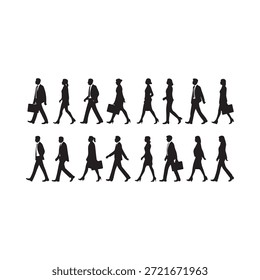 Silhouettes of people walking representing movement and urban life