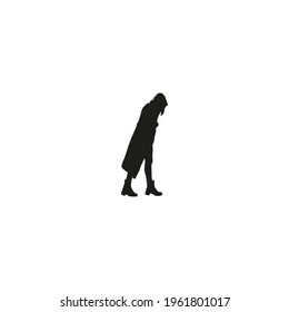 Silhouettes of people walking. Silhouette of a person. The silhouette of the person in the middle. Hooded person.