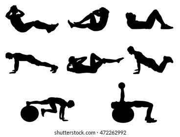 Silhouettes of a People who Training - Vector Image.