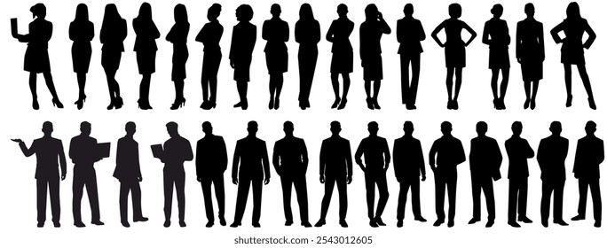 silhuetas de pessoas grupo de trabalho de pessoas de negócios em pé