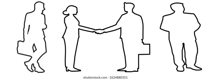 silhouettes of people working standing business people