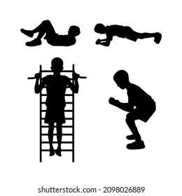 Silhouettes of a person doing sports. Black on a white background. Vector illustration.