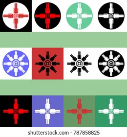Silhouettes of a person, the images are United in one head familiar with email dog. The idea of communication, social networking, Internet technologies. Set of vector icons.