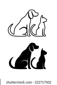 Silhouettes of pets, cat dog