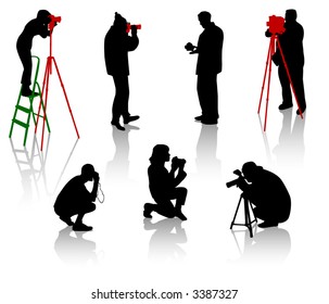 Silhouettes of photographers during the different moments of shooting