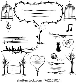 Silhouettes. Places for inscriptions.